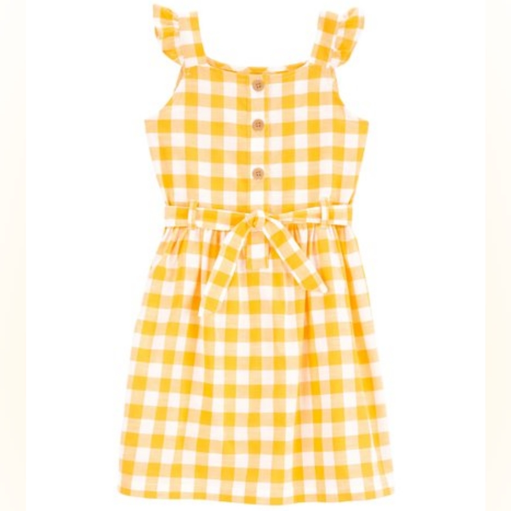 Carter's Yellow Gingham Tie-Waist Sleeveless Dress